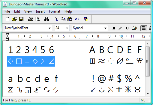 Dungeon Master Runes True Type Font - Sample