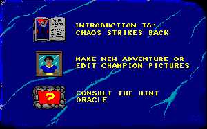 Chaos Strikes Back (Amiga) - Version U1E Menu