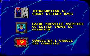 Chaos Strikes Back (Amiga) - Version U1F Menu