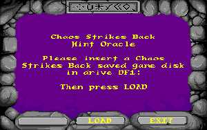 Chaos Strikes Back (Amiga) - Version U2E Hint Oracle