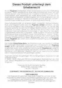 Chaos Strikes Back (Germany, Atari ST) - Psygnosis Edition Manual Page 002