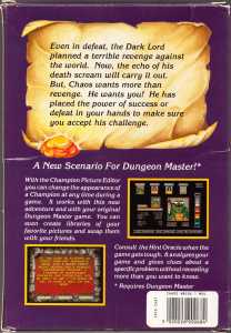Chaos Strikes Back (United Kingdom, Amiga) - Box Back Chaos Strikes Back (United Kingdom, Amiga) - Box Back