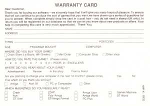 Chaos Strikes Back (United Kingdom, Atari ST) - Registration Card Back