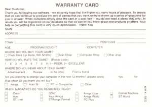 Chaos Strikes Back (United Kingdom, Atari ST) - Registration Card Back Chaos Strikes Back (United Kingdom, Atari ST) - Registration Card Back