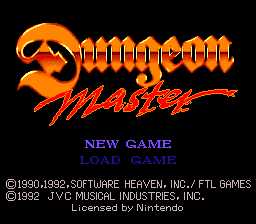 Dungeon Master (Super NES) - Main Menu