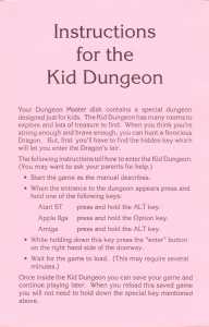 Dungeon Master (USA, Apple IIGS) - Kid Dungeon Instructions Front