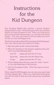 Dungeon Master (USA, Apple IIGS) - Kid Dungeon Instructions Front Dungeon Master (USA, Apple IIGS) - Kid Dungeon Instructions Front