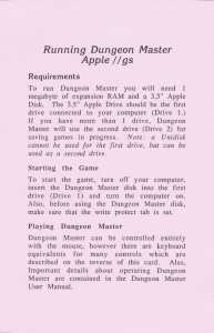 Dungeon Master (USA, Apple IIGS) - Reference Card Front