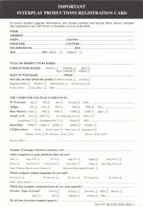 Dungeon Master II (France, Macintosh) - Registration Card Back