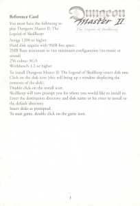 Dungeon Master II (United Kingdom, Amiga) - Reference Card Page 001 Dungeon Master II (United Kingdom, Amiga) - Reference Card Page 001