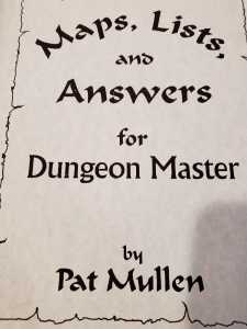 Maps Lists And Answers For Dungeon Master by Pat Mullen (USA) - Page 001