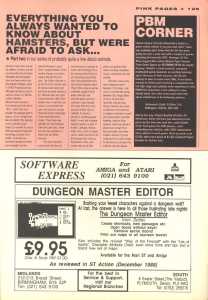 The Dungeon Master Editor (Atari ST, Amiga) Advertisement - Advanced Computer Entertainment (United Kingdom), Issue No 21 June 1989, Page 129