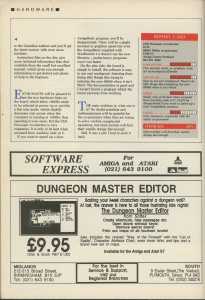 The Dungeon Master Editor (Atari ST, Amiga) Advertisement - Amiga Computing (United Kingdom), Vol 2 No 1 June 1989, Page 88