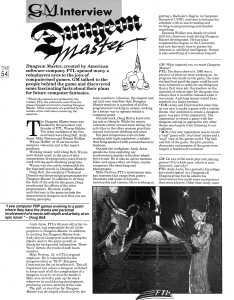 FTL Games Interview - Game Master (United Kingdom), Vol 1 No 3 November 1988, Page 54