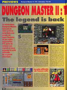 Dungeon Master II (PC) Preview - Generation 4 (France), Issue No 72 December 1994, Page 58