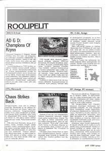 Chaos Strikes Back (Atari ST) Review - Pelit (Finland), Issue No 6 Autumn 1990, Page 56