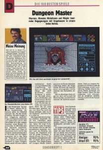 Dungeon Master (Atari ST, Amiga) Review - Power Play (Germany), Die 100 Besten Spiele 1989, Page 34