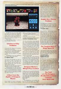 Dungeon Master Hints - ST Action (United Kingdom), Issue No 14 June 1989, Page 84