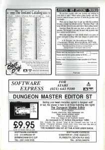 The Dungeon Master Editor (Atari ST) Advertisement - ST Action (United Kingdom), Issue No 9 January 1989, Page 87