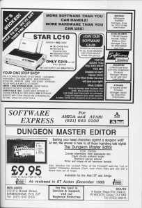 The Dungeon Master Editor Advertisement - ST Amiga Format (United Kingdom), Issue No 10 April 1989, Page 87