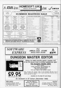 The Dungeon Master Editor Advertisement - ST Amiga Format (United Kingdom), Issue No 12 June 1989, Page 114