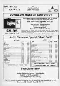 The Dungeon Master Editor Advertisement - ST Amiga Format (United Kingdom), Issue No 7 January 1989, Page 7