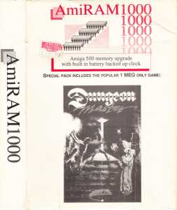 AmiRAM 1000 (Europe, Amiga) - With Clock DM Box Sleeve Front Left AmiRAM 1000 (Europe, Amiga) - With Clock DM Box Sleeve Front Left