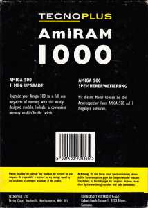 AmiRAM 1000 (Europe, Amiga) - Without Clock DM CSB Box Back