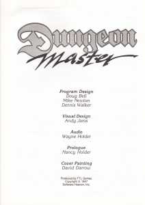AmiRAM 1000 (Europe, Amiga) - Without Clock DM CSB Dungeon Master Manual Page 003