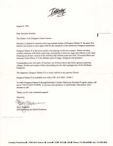 Dungeon Master II Retailer Kit (USA) - Letter Front