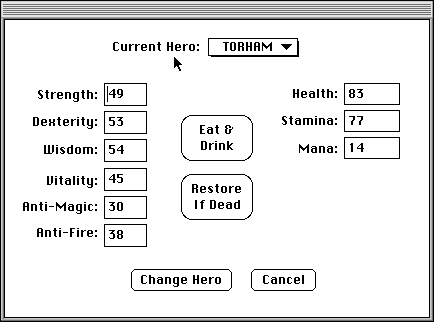 Dungeon Master II Hero Editor (Macintosh) - Editor