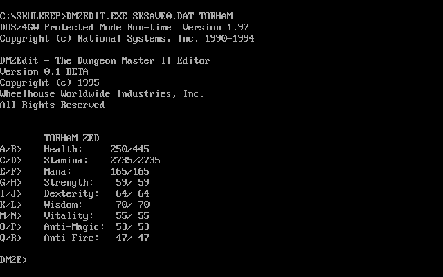 The Dungeon Master II Editor (DOS)