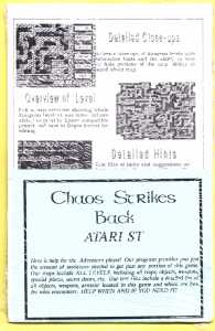 Tony Severa's Hintdisk And Gaming Aids - Chaos Strikes Back (Atari ST) - Package Back Tony Severa's Hintdisk And Gaming Aids - Chaos Strikes Back (Atari ST) - Package Back