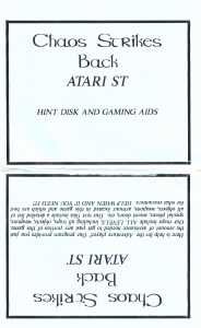 Tony Severa's Hintdisk And Gaming Aids - Chaos Strikes Back (Atari ST) - Title Foldout Front Back Tony Severa's Hintdisk And Gaming Aids - Chaos Strikes Back (Atari ST) - Title Foldout Front Back
