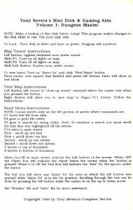 Tony Severa's Hintdisk And Gaming Aids - Dungeon Master (Atari ST) - Note Front