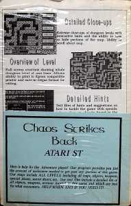 Tony Severas Hintdisk And Gaming Aids - Chaos Strikes Back (Atari ST) - Back Tony Severas Hintdisk And Gaming Aids - Chaos Strikes Back (Atari ST) - Back