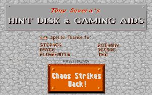Tony Severa's Hintdisk and Gaming Aids - Chaos Strikes Back for Atari ST