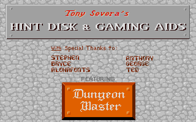Tony Severas Hintdisk And Gaming Aids - Dungeon Master (Atari ST) - Title Screen
